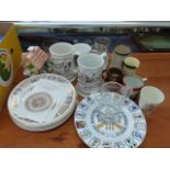 A QTY OF CRICKETING RELATED CHINAWARE, A DOULTON JUG,ETC.