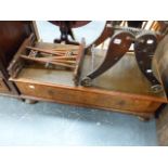 AN EARLY WALNUT CABINET BASE/COFFEE TABLE.