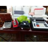 TWO VINTAGE CASIO CALCULATORS, BINOCULARS, CAMERA,ETC