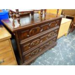 AN AMERICAN SIDE CABINET AND AN INLAID SIDE CHAIR.