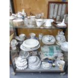 A LARGE QTY OF EDWARDIAN AND LATER TEA AND DINNER WARES, CUTLERY, ORNAMENTS,ETC.