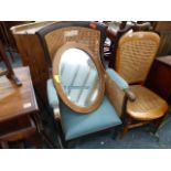 FOUR MIRRORS, A BERGERE ARMCHAIR, THREE TIER TABLE,ETC.