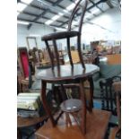 A CHILD'S BENTWOOD CHAIR AND AN OCCASIONAL TABLE.