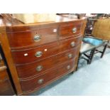 A MAHOGANY BOW FRONT CHEST.