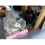 ASSORTED CHINAWARE, BOX OF MARBLES,ETC.