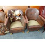 A PAIR OF ART DECO STYLE ARMCHAIRS.