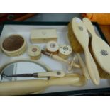 AN ASPREY IVORY DRESSING TABLE SET.