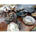 A QUANTITY OF 19TH C. AND LATER SILVER PLATEDWARES.