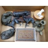 A COLLECTION OF VINTAGE DOG FIGURINES ETC.