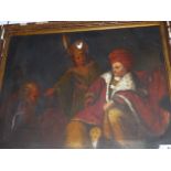 OLD MASTER SCHOOL. AN EASTERN KING WITH ATTENDANTS, OIL ON CANVAS. 72 X 91CMS.