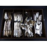 SILVER HALLMARKED CUTLERY, OLD ENGLISH PATTERN. 12 EACH OF SERVING SPOONS, TEA FORKS, SOUP SPOONS