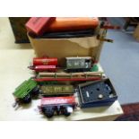 A COLLECTION OF HORNBY O GAUGE STOCK TO INCLUDE A MECCANO COAL WAGON, A SHELL FUEL WAGON, A LNER