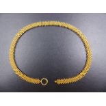 A VICTORIAN 15CT STAMPED YELLOW GOLD FANCY LINK COLLAR. LENGTH 45CM, WEIGHT 31GRMS.