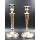 TWO SILVER HALLMARKED LOADED CANDLESTICKS COMPLETE WITH SCONCES,C.1800, POSSIBLY FOR MATTHEW