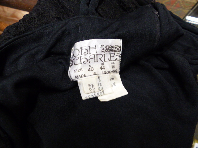 A GINA BACCONI LABELLED BLACK CULOTTES TOGETHER WITH OTHER LABELLED CLOTHING IN A SUITCASE. - Image 6 of 15
