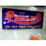 A PHILLIP'S BICYCLE ENAMEL SIGN. 69 X 30CMS.