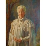 FRANK S OGILVIE. LATE 19TH/EARLY 20TH.C. ARR. A FULL LENGTH PORTRAIT OF AN ELEGANT LADY, SIGNED
