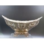 A VICTORIAN SILVER HALLMARKED OVAL REPOUSSE DECORATED ROSE BOWL, DATED 1893 FOR JOSIAH WILLIAMS &