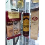 WHISKY. TWO BOTTLES OF GLENMORANGIE AND A GLENLIVET BOXED BOTTLE. (3)