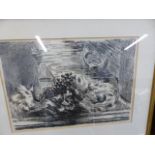 DUNCAN GRANT. (1885-1978) ARR. GRAPES AND GONDOLIERS, PENCIL SIGNED BLACK AND WHITE LITHOGRAPH. 40 X