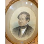 ENGLISH VICTORIAN SCHOOL. AN OVAL PORTRAIT OF A GENTLEMAN INITIALLED AND DATED 1865, PASTEL. 45 X