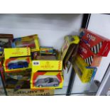 A GOOD SELECTION OF BOXED CORGI , MATCHBOX AND OTHER DIECAST VEHICLES