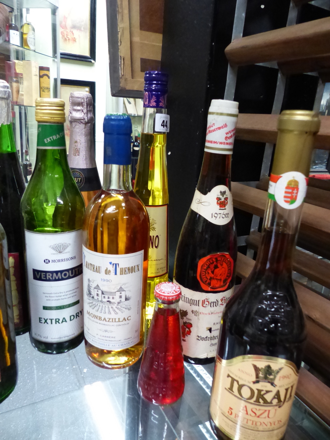 MIXED WINES AND LIQUEURS. 9 BOTTLES.
