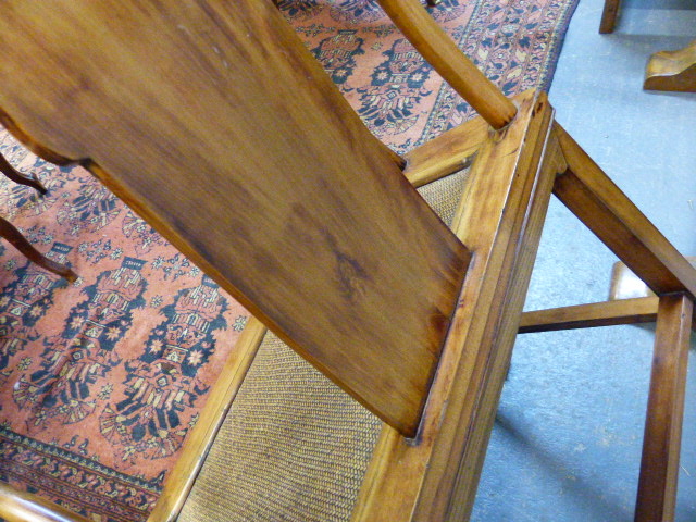 A PAIR OF CHINESE CARVED HORSESHOE SHAPE ARMCHAIRS OF CLASSIC STYLE WITH INSET RATTAN SEATS. - Image 8 of 19