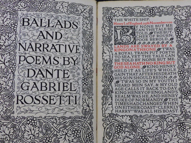 BOOK. DANTE GABRIEL ROSSETTI. BALLARDS AND NARRATIVE POEMS, KELMCOTT PRESS- WILLIAM MORRIS, 1893. IN