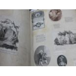 A LATE 18TH/EARLY 19TH.C.LEATHER BOUND ALBUM OF CUTTINGS, PRINTS, DRAWINGS, POETRY AND THEATRE,