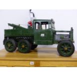A VINTAGE MECCANO BUILT HEAVY RECOVERY VEHICLE WITH CRANE BACK.