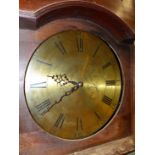 A 19TH.C.OAK CASED LONG CASE CLOCK WITH 30 HOUR MOVEMENT, 13" ENGRAVED ROUND BRASS DIAL SIGNED
