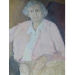 HENRIETTA RADCLIFFE. 20TH.C. ARR. PORTRAIT OF A LADY SIGNED AND DATED 1954, OIL PIN CANVAS. 76 X