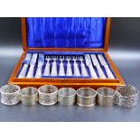 A VICTORIAN MAHOGNY CANTEEN OF TWELVE HALLMARKED SILVER FRUIT KNIVES AND FORKS, DATED 1837 FOR