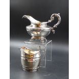 TWO GEORGIAN SILVER CREAMERS ONE WITH A GILDED INNER, DATED 1803 FOR THOMAS LAMBORN AND THE OTHER