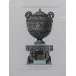 TWO LARGE FOLIO PRINTS OF CLASSICAL URNS AFTER PIRANESI IN SWEPT GILT FRAMES. 70 X 48CMS. (2)