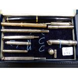 A SELECTION OF WRITING INSTRUMENTS TO INCLUDE A MONT BLANC NO.32 FOUNTAIN PEN, AN S.MORDAN & CO