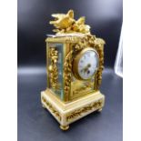 AN EARLY 20TH.C.FRENCH PLATFORM ESCAPEMENT TIMEPIECE IN ORMOLU MOUNTED GLAZED CASE WITH WHITE MARBLE