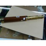 A SPENCER BROWNING & RUST MAHOGANY AND BRASS TWO DRAW NAVAL TELESCOPE WITH 1.25" OBJECTIVE.