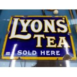 A LYONS TEA ENAMEL SIGN. 61 X 46CMS.