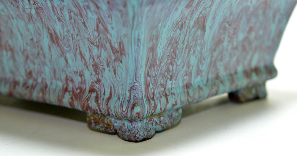 The planter covered overall and on the base with an opaque glaze of mottled turquoise and blue - Image 5 of 6