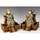 Pair of Chinese cloisonne figures, 16" x 11 1/2". From a Newton, MA estate.