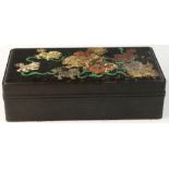 Chinese Zitan box mounted with jade and soapstone figure, 3 1/2" x 12 1/2" x 6 1/8".