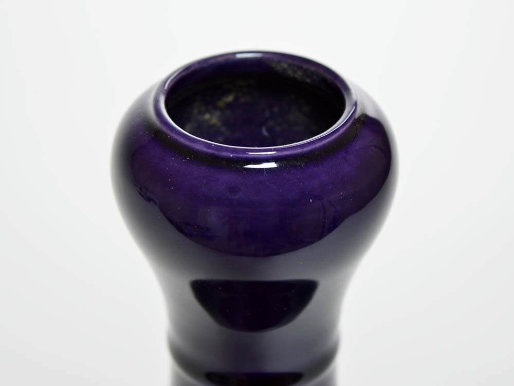 The vase raised on a tall spreading foot, and covered on the exterior with a deep aubergine glaze. - Image 3 of 4