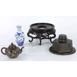 Collection of Asian items to include: cloisonne teapot, 3 1/4"h., 5" (across handle/spout); signed