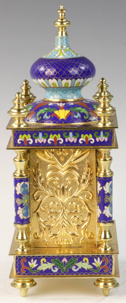 20th C. Chinese cloisonne clock, 12 1/4" h. From a Newton, MA estate. - Image 4 of 12