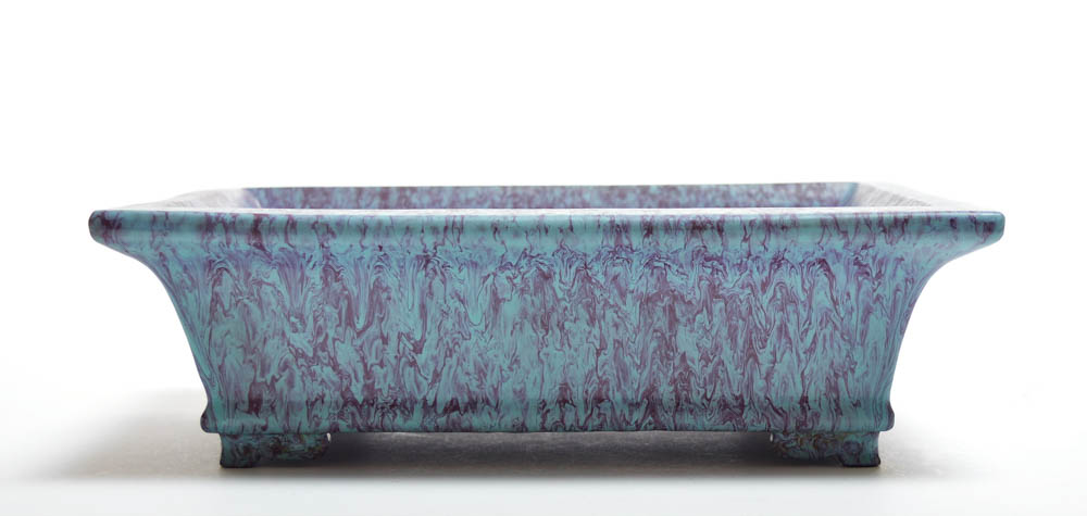 The planter covered overall and on the base with an opaque glaze of mottled turquoise and blue - Image 4 of 6