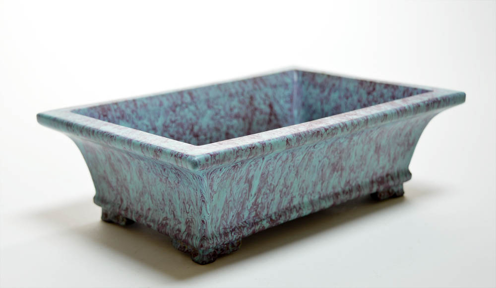 The planter covered overall and on the base with an opaque glaze of mottled turquoise and blue - Image 2 of 6