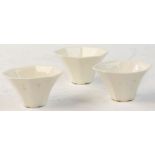 Three Chinese blanc-de-Chine porcelain cups, 2" x 4".