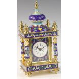 20th C. Chinese cloisonne clock, 12 1/4" h. From a Newton, MA estate.